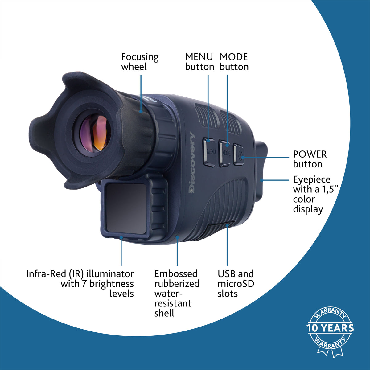 Monocular de visión nocturna Levenhuk Discovery Night ML10 Digital con trípode