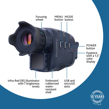 Monocular de visión nocturna Levenhuk Discovery Night ML10 Digital con trípode