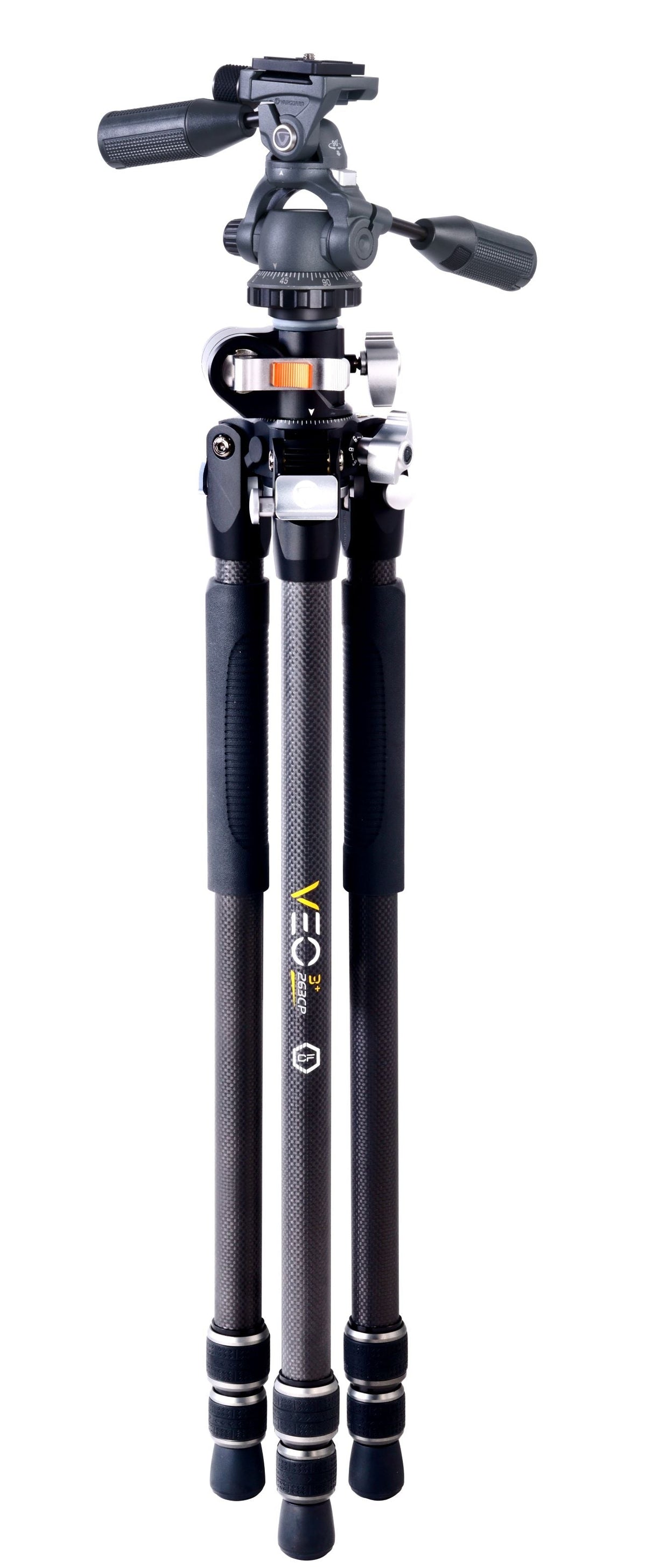 Vanguard Veo 3+ 263CP - Trípode de fibra de carbono, rótula de 3 vías y columna central multiángulo